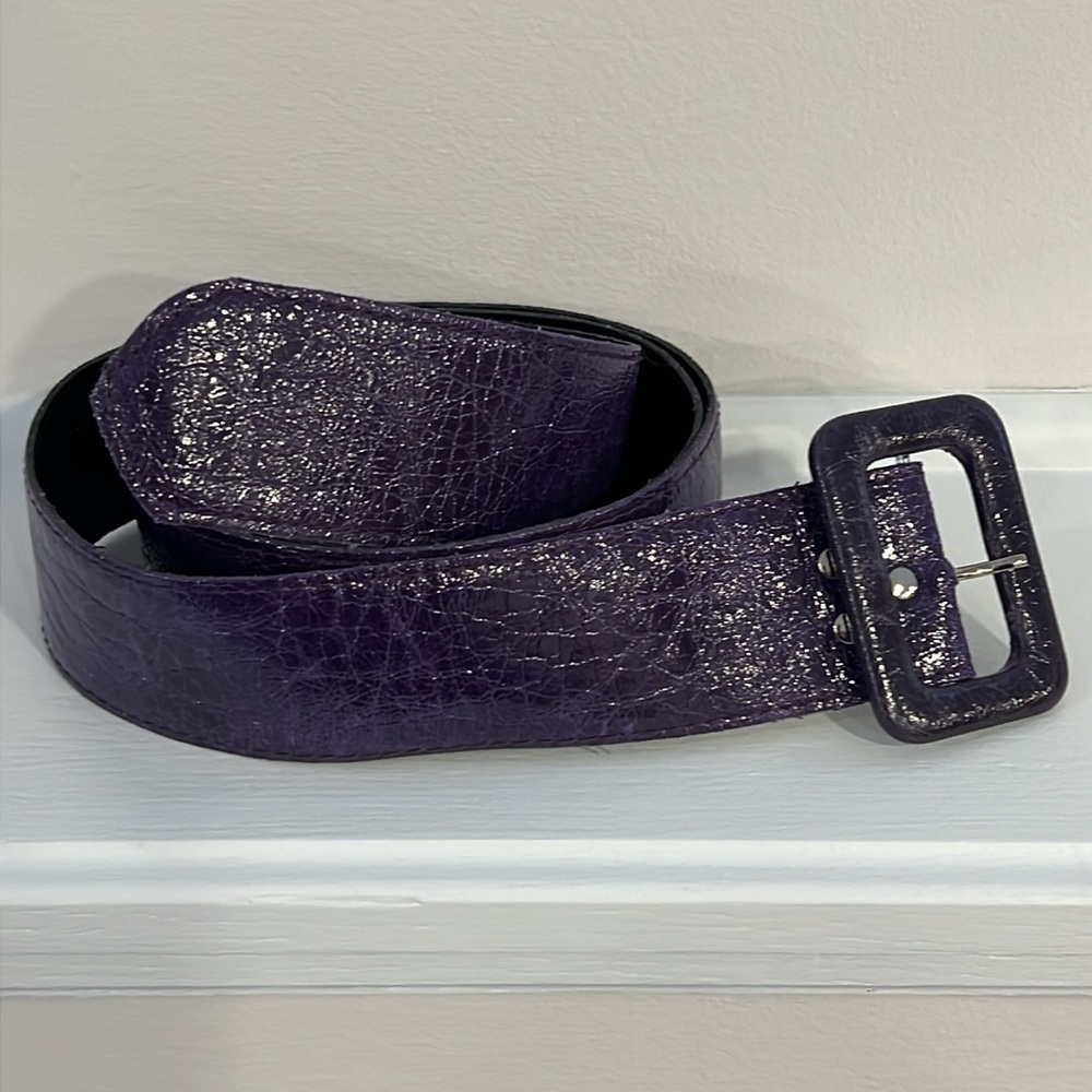 ASTOR Germany Faux Leather 2” Wide Purple Belt